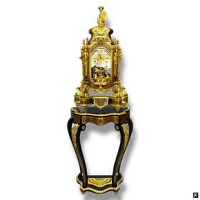 Louis XIV Style Boulle Marquetry Clock and Stand