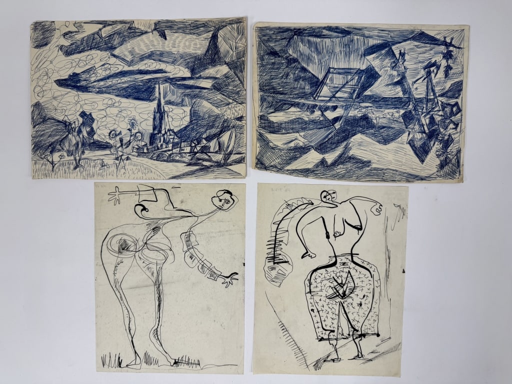 Lot Rolph Scarlett (1889-1984) Drawings/Paper: Lot of 4 Rolph Scarlett, Canada (1889-1984) drawings on paper. All works are unsigned and unframed. Minor wear along the edges of the works, otherwise in good condition. Largest work measures 8 3/4" x