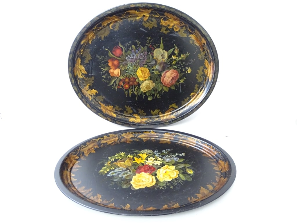 2 Antique Victorian Toleware Oval Trays (1 of 5)