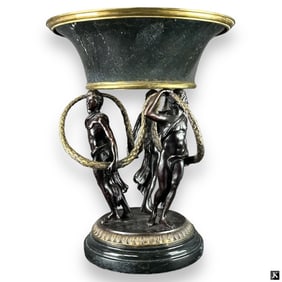 Antique French Parcel Gilt Bronze Compote Bowl