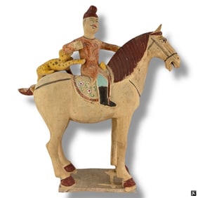 Chinese Terracotta Tomb Figure Horse Rider Leopard