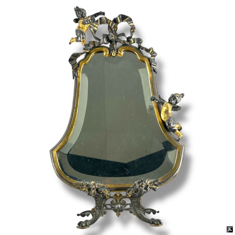 circa 1900 Figural Gilt Bronze Vanity Mirror (1 of 4)