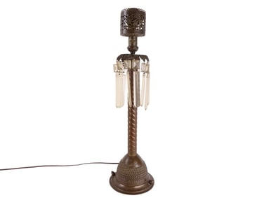 Vintage Torchiere Style Glass Crystal Table Lamp