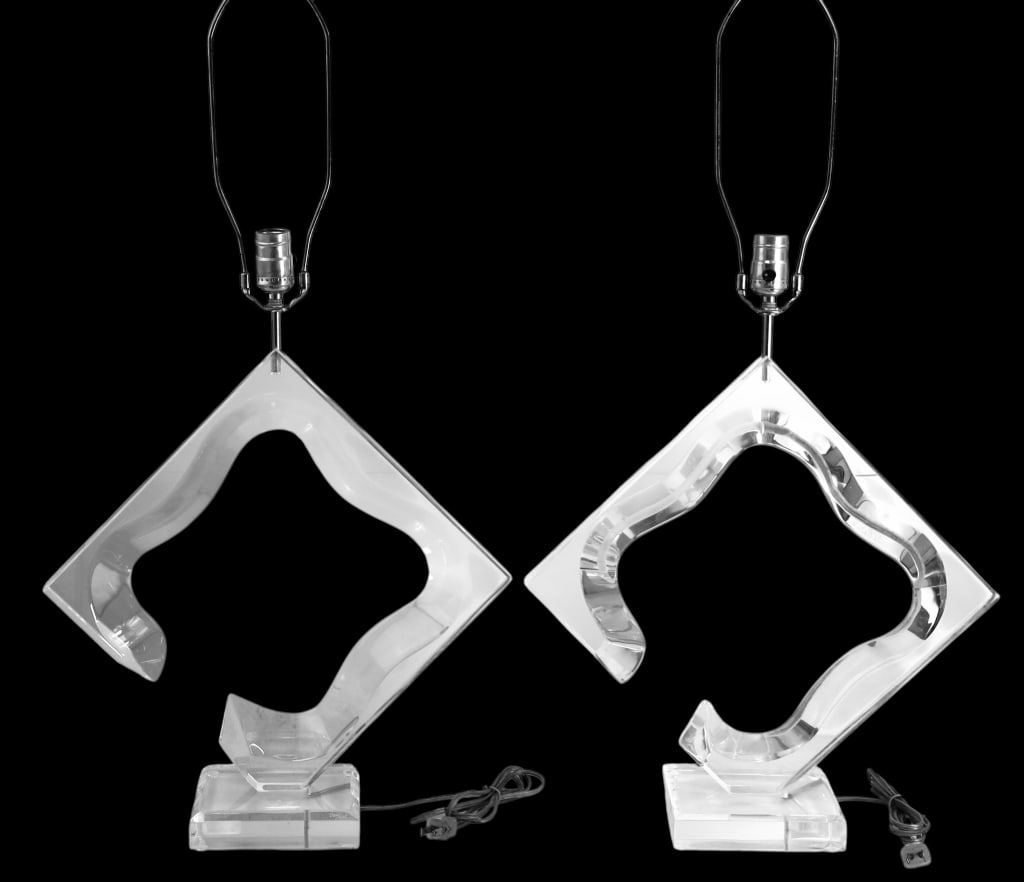 Pair Of Signed Van Teal Lucite Lamps c.1980 (1 of 1)