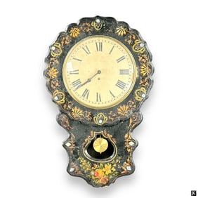 Antique Wooden Painted MOP Inlay Wall Clock