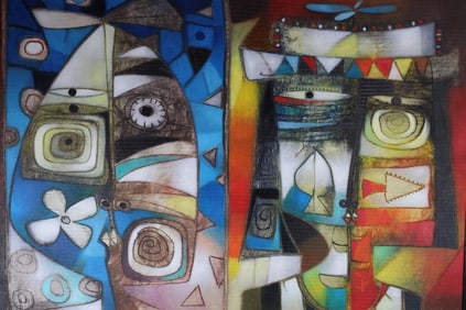 Orestes Gaulhiac Cuban Cubist Acrylic on Canvas