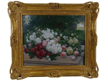 French School Oil/Canvas "Still Life of Flowers"