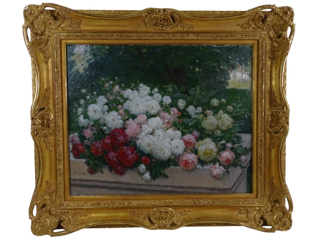 French School Oil/Canvas "Still Life of Flowers" (1 of 6)