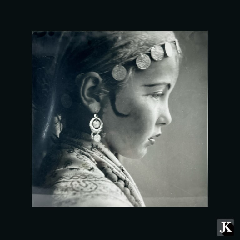 Sayn Wittgenstein (AUSTRIA b1919) Photograph Print: Princess Marianne Sayn-Wittgenstein-Sayn (AUSTRIAN, born 1919) photographic print depicting the portrait of a girl. Mounted in a white painted wooden frame behind acrylic screen. Measures approx. 23" 