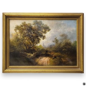 19th C Signed Continental School Oil On Canvas