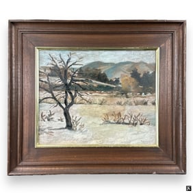 Signed Furgom 1917 Winter Landscape Oil On Board
