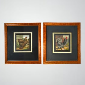 Pair of Original Hand Touched Chromolithographs