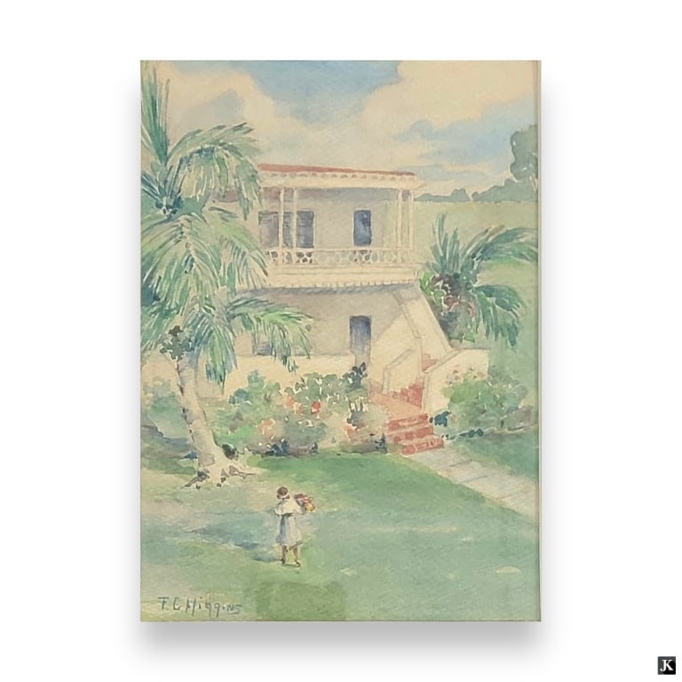F. C. Higgins Watercolor Of House & Figure Framed (1 of 3)