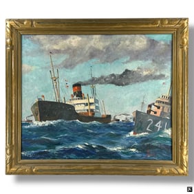 Wil Wilson, oil painting two ships are scene