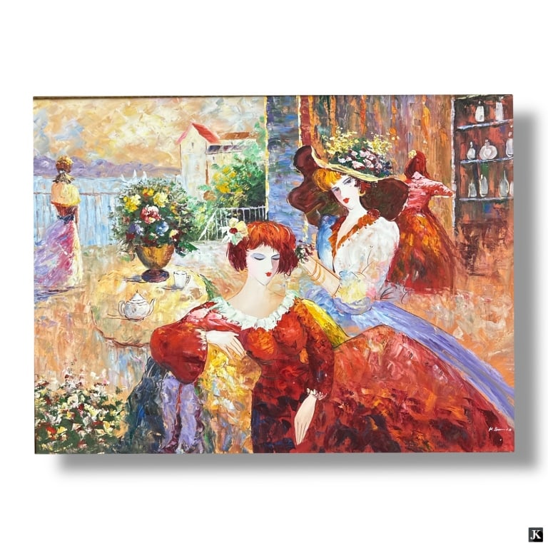 Large Decorative Framed Canvas Print "Tea Time" (1 of 5)