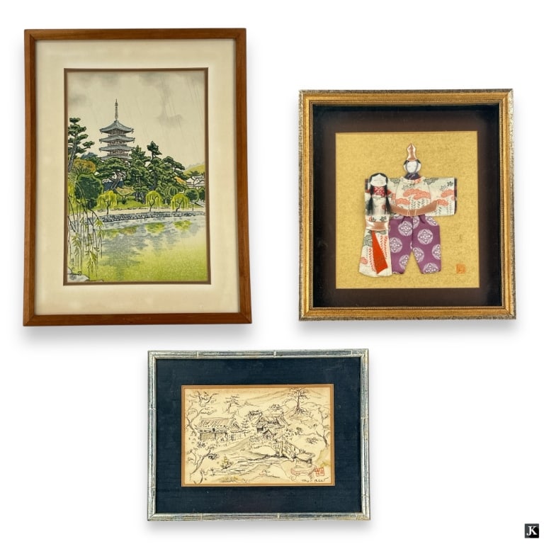 3 Framed Asian Motif Decorative Pictures (1 of 4)