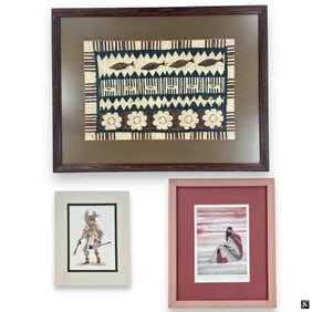 3 Framed Native American Motif Decorative Pictures