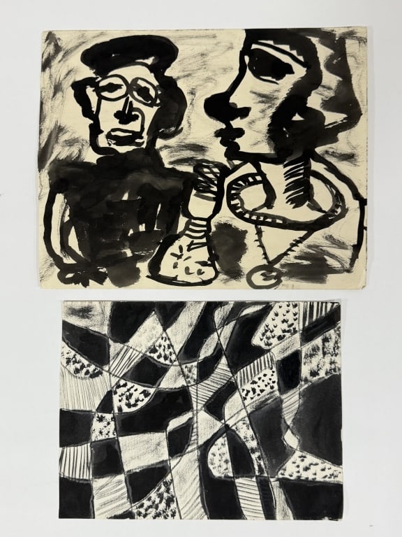 Lot Rolph Scarlett Gouache/Paper: Lot of 2 Rolph Scarlett gouache on paper works. Both works unsigned. Minor wear along the edges of the works, otherwise both are in good condition. Larger work measures 11" x 13 1/2" 1B