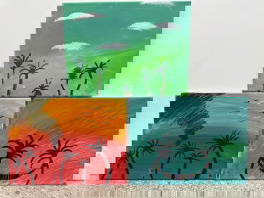 Lot Artist Unknown Acrylic/Canvas "Palm Trees"