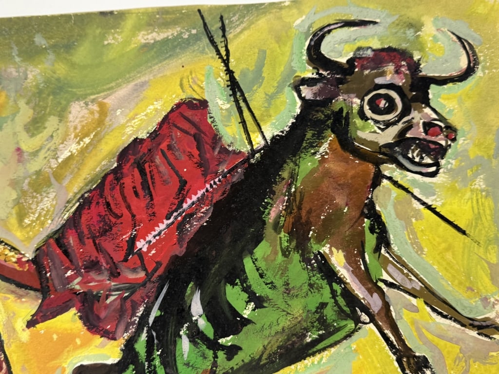 Rolph Scarlett (1889-1984) Gouache/Paper: Rolph Scarlett, Canada (1889-1984) gouache on paper "Matador". Unsigned. Minor wear on corners of the work, otherwise in good condition. Measures 14 3/4" x 18" 1B