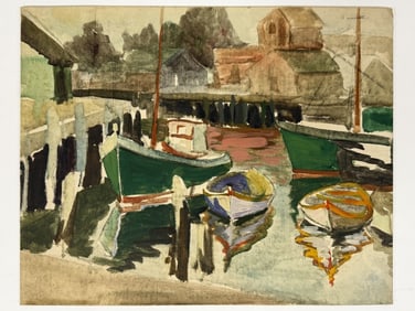 Artist Unknown Oil/Board "Harbor"