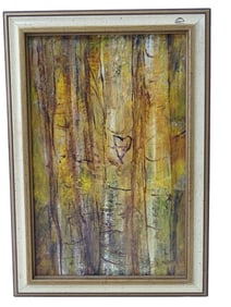 Vintage Oil on Board "Love Story, Aspen Heart"