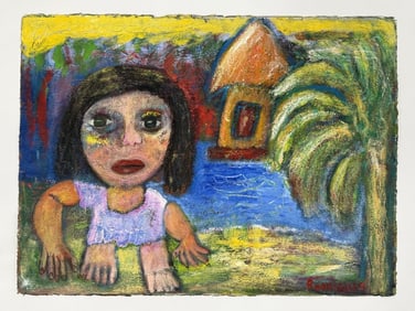 Artist Unknown Oil/Board Expressionist Painting