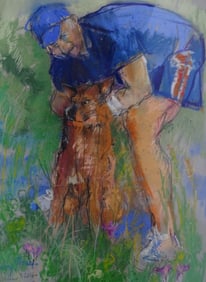 Artist Unknown Pastel/Paper "Morning Glories"