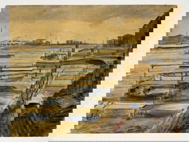 Otto Nielsen (1877-1959) Watercolor/Board