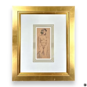 Initialed J.S. Nude Female Pencil On Paper