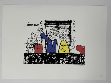Banksy Signed Lithograph "Balcony Family"
