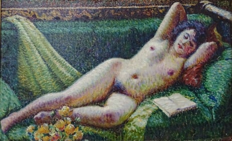 19/20th C Neo-Impressionist Oil on Canvas "Nude"