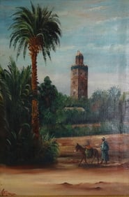 Vintage Oil on Canvas "Marrakesh, Morocco"