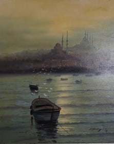 Vintage Oil on Canvas "View of Istanbul"