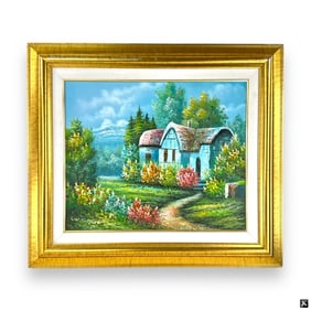 Signed Gauhy Oil Painting On Canvas Of Cottage