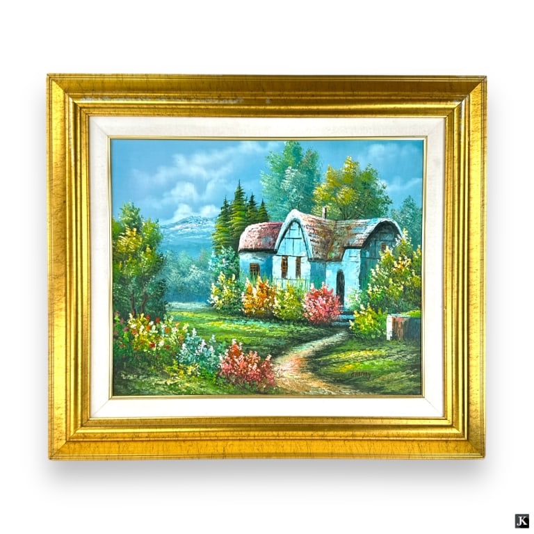 Signed Gauhy Oil Painting On Canvas Of Cottage (1 of 4)