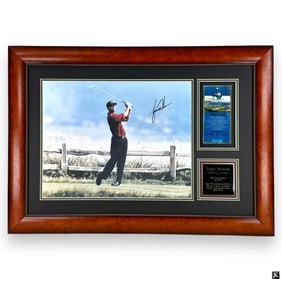 Tiger Woods Pebble Beach Signed Photograph Framed