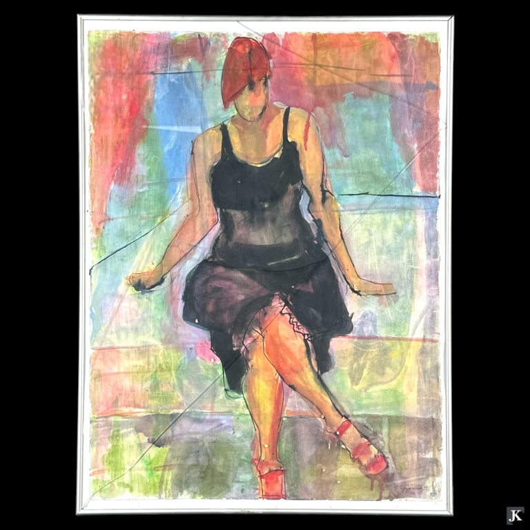 Tina Amarena (American, 20th C.) Watercolor on Pap: Tina Amarena (American, 20th C.) Watercolor on Paper, framed. Signed lower right T. Amarena 01. Artist feautured in 2011 movie Limitless. Approx: 32" x 24". JD/B13/SH:17A