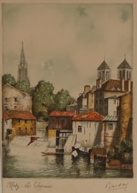 Barday Lithograph "Metz. Les Thermes"