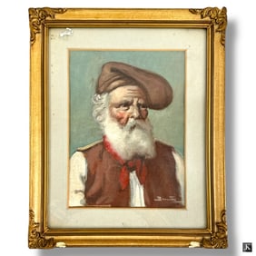 Vintage Italian School Oil/Canvas "Man with Beard"