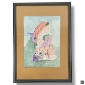 Judaica Watercolor "Western Wall, Jerusalem"