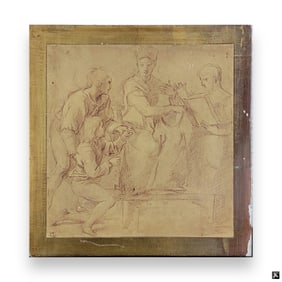 Vintage Print After Raffaello On Wooden Panel