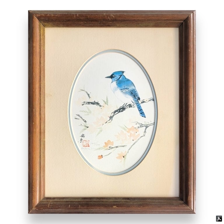 Anton Wang (USA 20th C) Lithograph Of Bluejay (1 of 3)