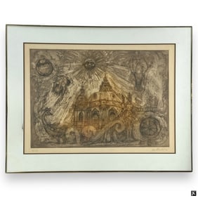 Vintage Signed Contemplative Art Print