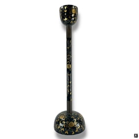 Vintage Japanese Black Lacquer Candlestick