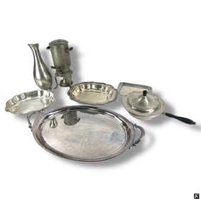 Group of 6 Pcs Silver Plate Serve Ware