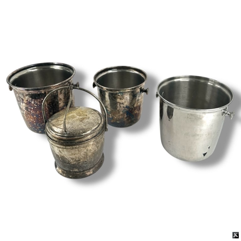 4 Antique Silver Plate Wine/Ice Buckets (1 of 3)