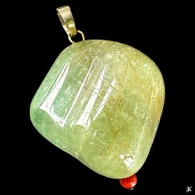 14K Yellow Gold Bale Rutile Green Quartz Pendant