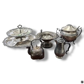 Group of 5 Pcs Silver Plate Serve Ware