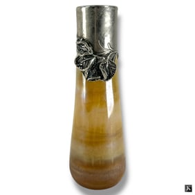 Vintage Neker Glass and Sterling Vase